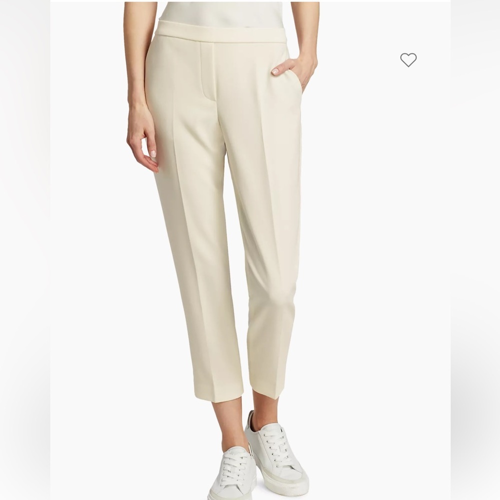 Theory Off-White Cropped Ankle Trousers